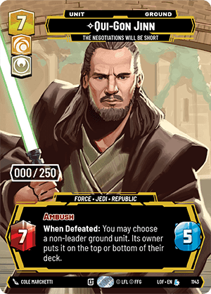 ⟡ Qui-Gon Jinn, The Negotiations Will Be Short